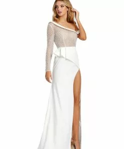 Mac Duggal One Shoulder Pearl Bodice Gown Shop For