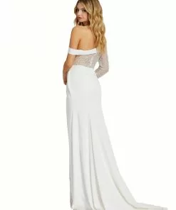 Mac Duggal One Shoulder Pearl Bodice Gown Shop For