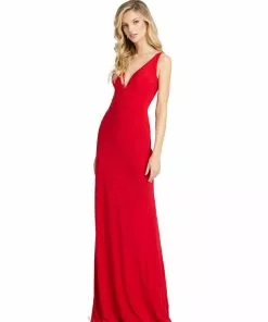Ieena For Mac Duggal Sleeveless Plunge Neck Evening Gown Wedding Guest
