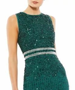 Mac Duggal Shop For Sequined Sleeveless Midi Sheath Dress
