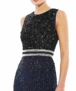 Mac Duggal Shop For Sequined Sleeveless Midi Sheath Dress
