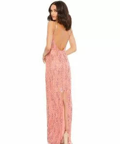 Mac Duggal Embellished Open Back Sleeveless Column Gown
