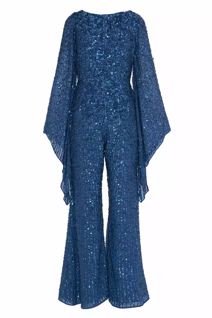 Mac Duggal Jumpsuits & Rompers Navy Sequined Jumpsuit | Sample | Sz. 4 3 Mac Duggal Jumpsuits & Rompers Navy Sequined Jumpsuit | Sample | Sz. 4