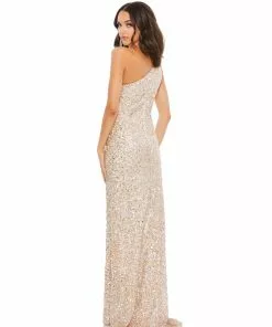 Mac Duggal Sequin Embellished One-Shoulder Column Gown