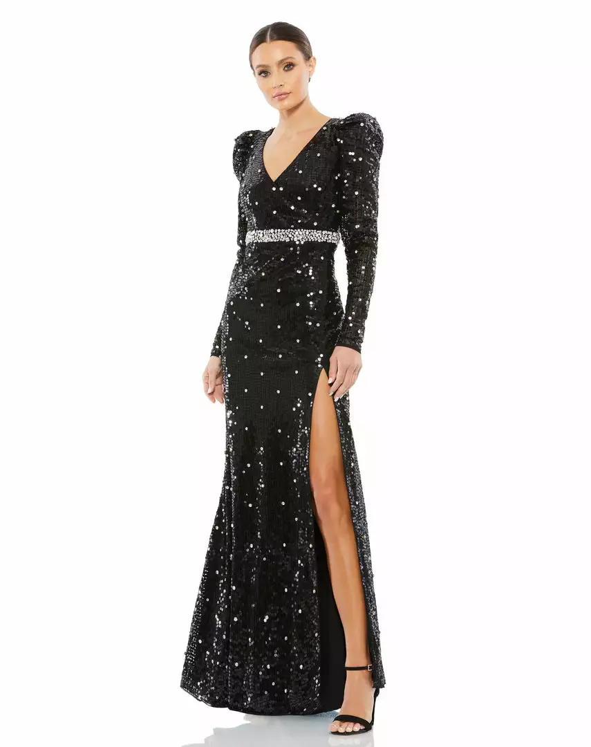 Mac Duggal Sequined Puff Shoulder Rhinestone Dot Gown Shop For 1 Mac Duggal Sequined Puff Shoulder Rhinestone Dot Gown Shop For