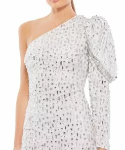 Ieena For Mac Duggal Shop For Bejeweled One-Shoulder Mini Dress