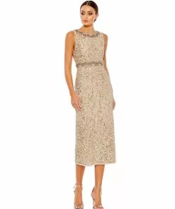 Mac Duggal Sleeveless Embellished Midi Sheath Dress 16 Mac Duggal Sleeveless Embellished Midi Sheath Dress