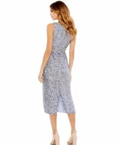 Mac Duggal Sleeveless Embellished Midi Sheath Dress
