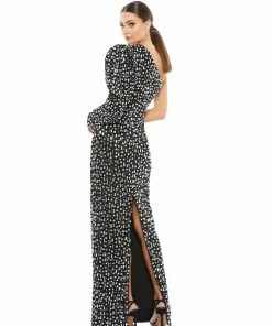 Ieena For Mac Duggal Bejeweled Puff Sleeve One Shoulder Gown Shop For