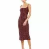Mac Duggal Embellished Square Neck Midi Sheath Dress