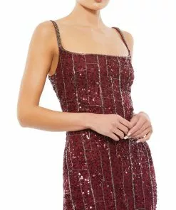 Mac Duggal Embellished Square Neck Midi Sheath Dress 8 Mac Duggal Embellished Square Neck Midi Sheath Dress