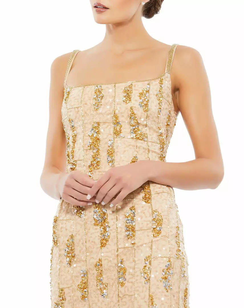 Mac Duggal Embellished Square Neck Midi Sheath Dress 6 Mac Duggal Embellished Square Neck Midi Sheath Dress