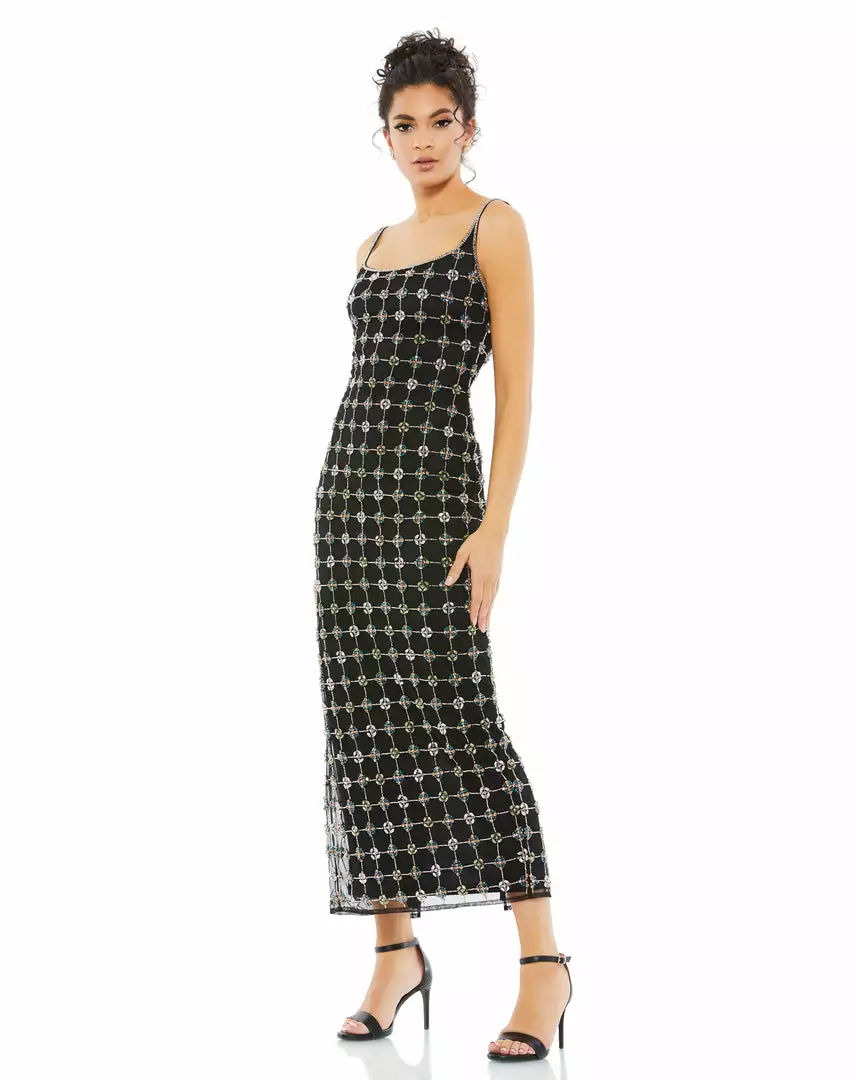 Mac Duggal Geometric Beaded Scoop Neck Embellished Cocktail Dress 1 Mac Duggal Geometric Beaded Scoop Neck Embellished Cocktail Dress