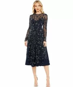 Mac Duggal Beaded Illusion A-Line Cocktail Dress Shop For