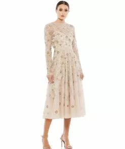 Mac Duggal Beaded Illusion A-Line Cocktail Dress Shop For