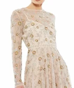 Mac Duggal Beaded Illusion A-Line Cocktail Dress Shop For