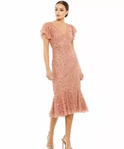 Mac Duggal Shop For Sequined Flutter Sleeve Midi Dress 17 Mac Duggal Shop For Sequined Flutter Sleeve Midi Dress