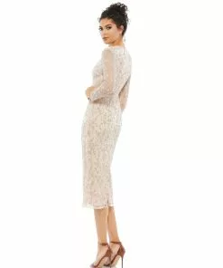 Mac Duggal Embellished Illusion Sleeve Cocktail Dress Shop For