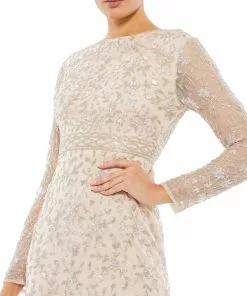 Mac Duggal Embellished Illusion Sleeve Cocktail Dress Shop For