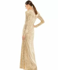 Mac Duggal Shop For Sequined High Neck Draped Gown
