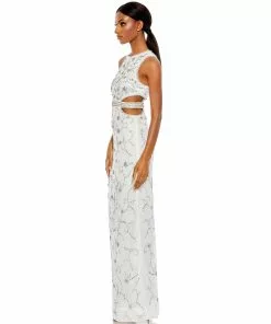 Mac Duggal Shop For Beaded Sleeveless High Neck Cut-Out Column Gown