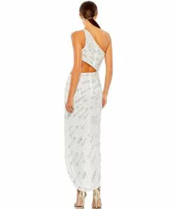 Mac Duggal Beaded One Shoulder Cut Out Gown