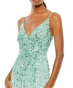 Mac Duggal Sequined Sleeveless Wrap Over A-Line Gown Shop For 9 Mac Duggal Sequined Sleeveless Wrap Over A-Line Gown Shop For