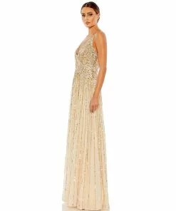 Mac Duggal Sequined Sleeveless Wrap Over A-Line Gown Shop For 13 Mac Duggal Sequined Sleeveless Wrap Over A-Line Gown Shop For