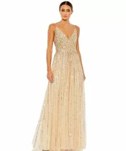 Mac Duggal Sequined Sleeveless Wrap Over A-Line Gown Shop For 10 Mac Duggal Sequined Sleeveless Wrap Over A-Line Gown Shop For