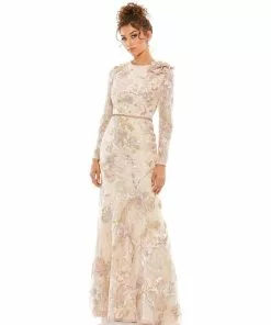 Mac Duggal Floral Embroidered Lace Trumpet Gown Shop For
