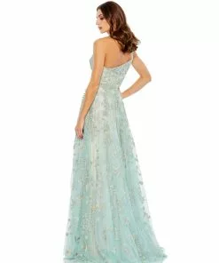 Mac Duggal Embellished Bow One Shoulder A Line Gown