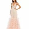Mac Duggal Lace Ruffle Tiered Sleeveless Plunge Neck Gown Shop For