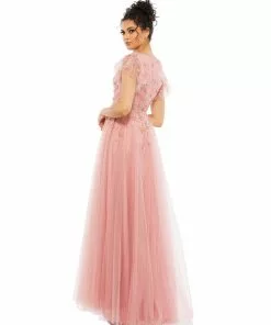 Mac Duggal Shop For Embellished Cap Sleeve V Neck Gown