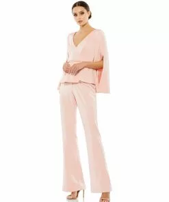 Ieena For Mac Duggal Two Piece Long Split Sleeve Pant Suit