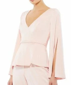 Ieena For Mac Duggal Two Piece Long Split Sleeve Pant Suit 5 Ieena For Mac Duggal Two Piece Long Split Sleeve Pant Suit