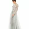 Mac Duggal Floral Embroidered Illusion Tulle Gown