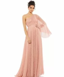 Mac Duggal Shop For One-Shoulder Bell Sleeve Lace Gown