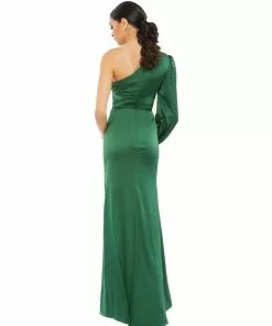 Ieena For Mac Duggal Shop For Draped Satin One Shoulder Ruched Evening Gown