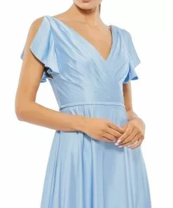 Ieena For Mac Duggal Satin Flounce Split Sleeve Gown 5 Ieena For Mac Duggal Satin Flounce Split Sleeve Gown