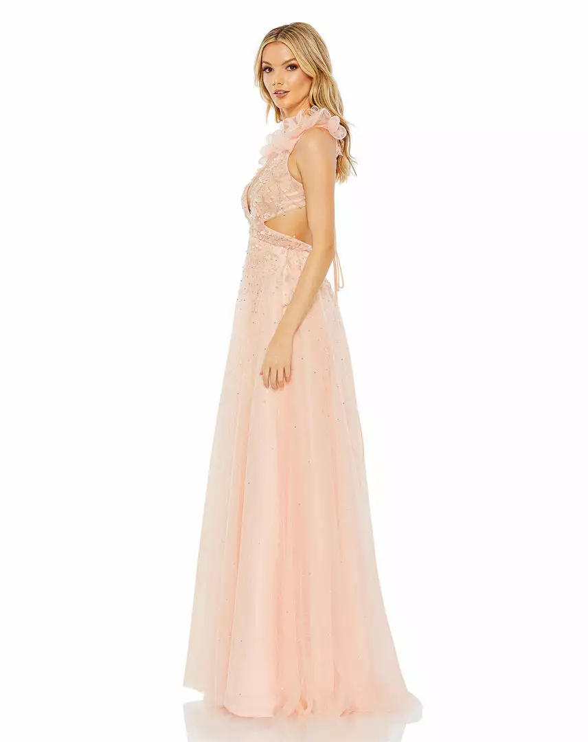 Mac Duggal Shop For Embellished Ruffle Shoulder Cut Out A Line Gown 4 Mac Duggal Shop For Embellished Ruffle Shoulder Cut Out A Line Gown