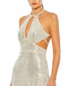 Ieena For Mac Duggal Sequined Halter Cut Out Ruffle Asymmetrical Dress Shop For 11 Ieena For Mac Duggal Sequined Halter Cut Out Ruffle Asymmetrical Dress Shop For