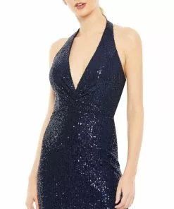 Ieena For Mac Duggal Sequined Halter Plunge Neck Gown 11 Ieena For Mac Duggal Sequined Halter Plunge Neck Gown