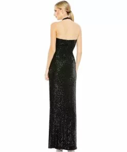 Ieena For Mac Duggal Sequined Halter Strap Low Side Knot Gown Shop For 10 Ieena For Mac Duggal Sequined Halter Strap Low Side Knot Gown Shop For
