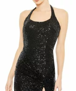 Ieena For Mac Duggal Sequined Halter Strap Low Side Knot Gown Shop For 11 Ieena For Mac Duggal Sequined Halter Strap Low Side Knot Gown Shop For