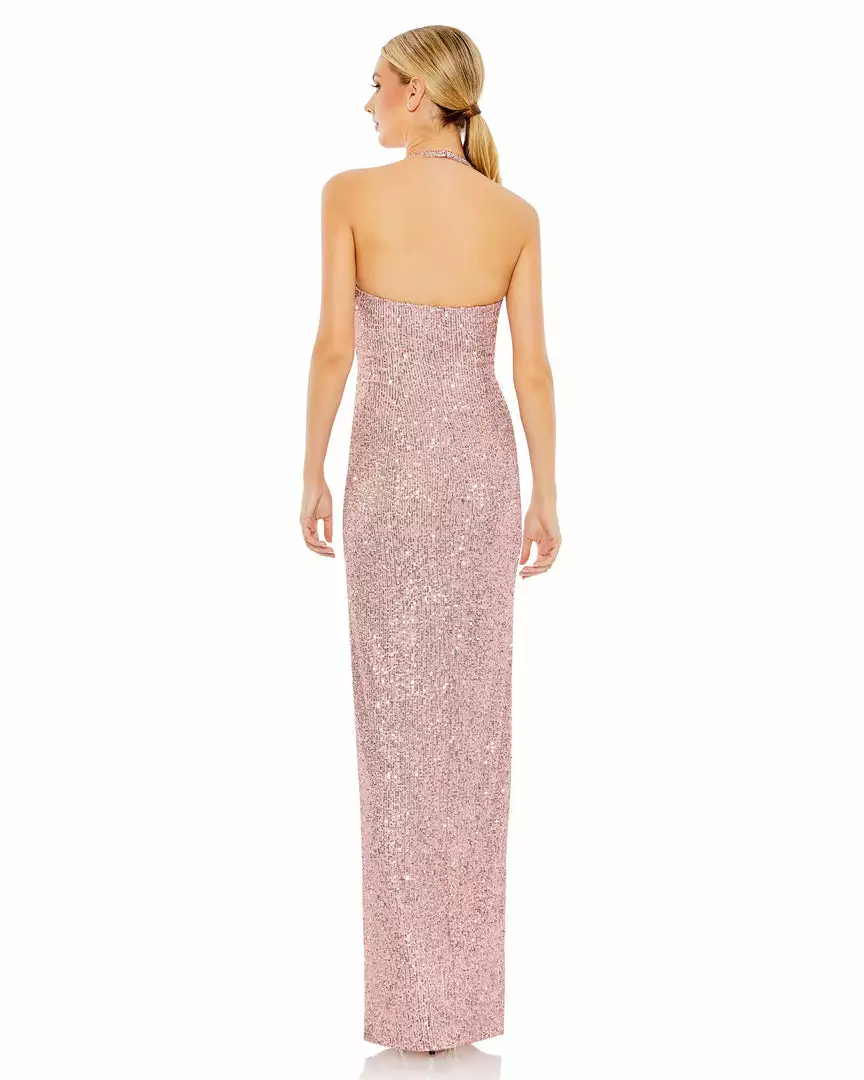 Ieena For Mac Duggal Sequined Halter Strap Low Side Knot Gown Shop For 2 Ieena For Mac Duggal Sequined Halter Strap Low Side Knot Gown Shop For