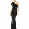 Ieena For Mac Duggal Shop For Sequined Bow One Shoulder Column Gown