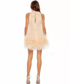 Mac Duggal Halter Neck Flowy Petal A Line Mini Dress Shop For