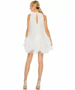 Mac Duggal Halter Neck Flowy Petal A Line Mini Dress Shop For