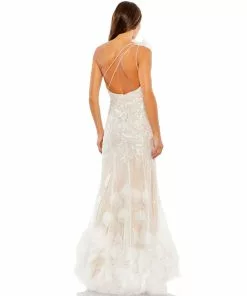 Mac Duggal Beaded Strappy One Shoulder Petal Mermaid Gown Shop For