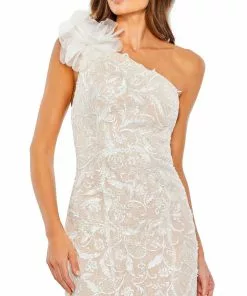 Mac Duggal Beaded Strappy One Shoulder Petal Mermaid Gown Shop For